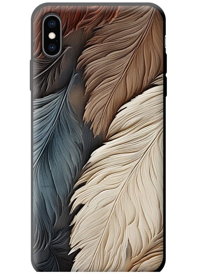 TPU черный чехол 'Листья в стиле бохо' для Endorphone Apple iPhone XS Max (265394253)