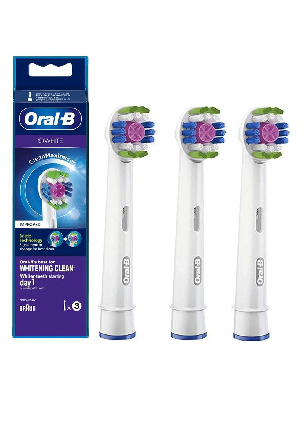 Насадка для электрической зубной щетки 3 шт. Braun oral-b 3d white (257895824)