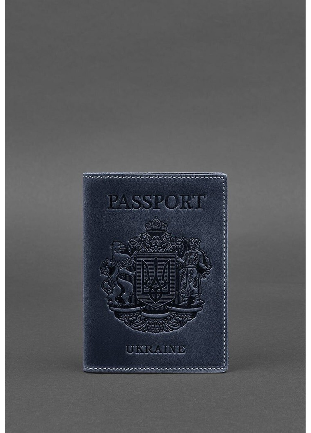 Обложка на паспорт из кожи с украинским гербом синяя BN-OP-UA-NN BlankNote (263519295)