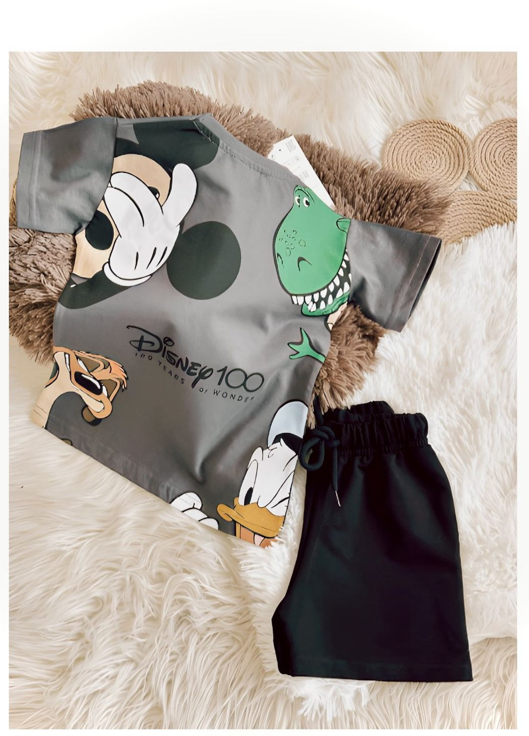 Коричневый летний комплект (футболка, шорты) mickey mouse (микки маус) trw8454411 Disney Футболка+шорти