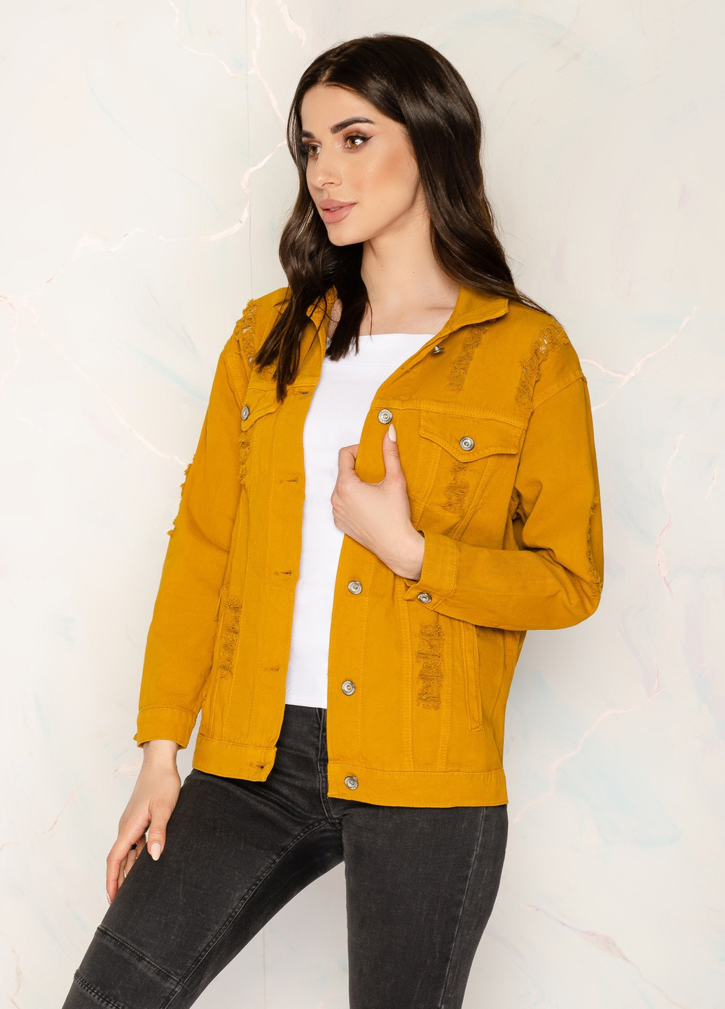 Гірчична літня жіноча джинсова куртка 1459 Veto