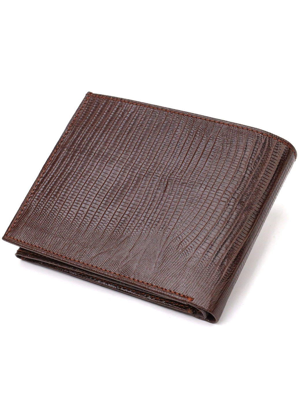 Стильный горизонтальный мужской бумажник среднего размера из натуральной фактурной кожи 21864 Коричневый Canpellini (259874009)