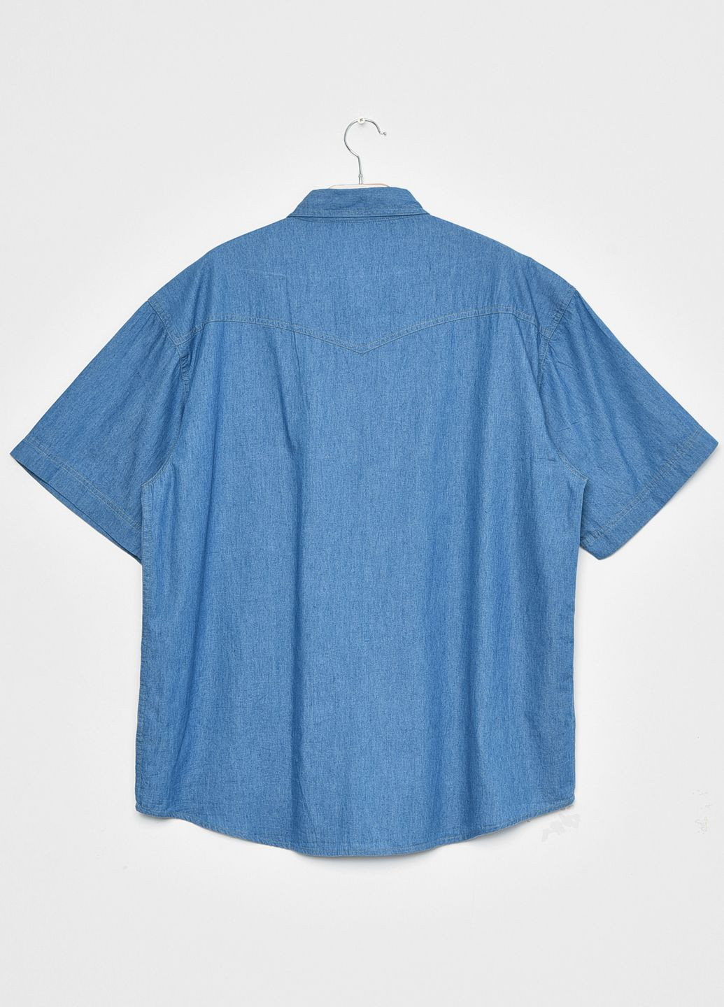 Сорочка чоловіча батальна джинсова блакитного кольору Let's Shop (276835934)