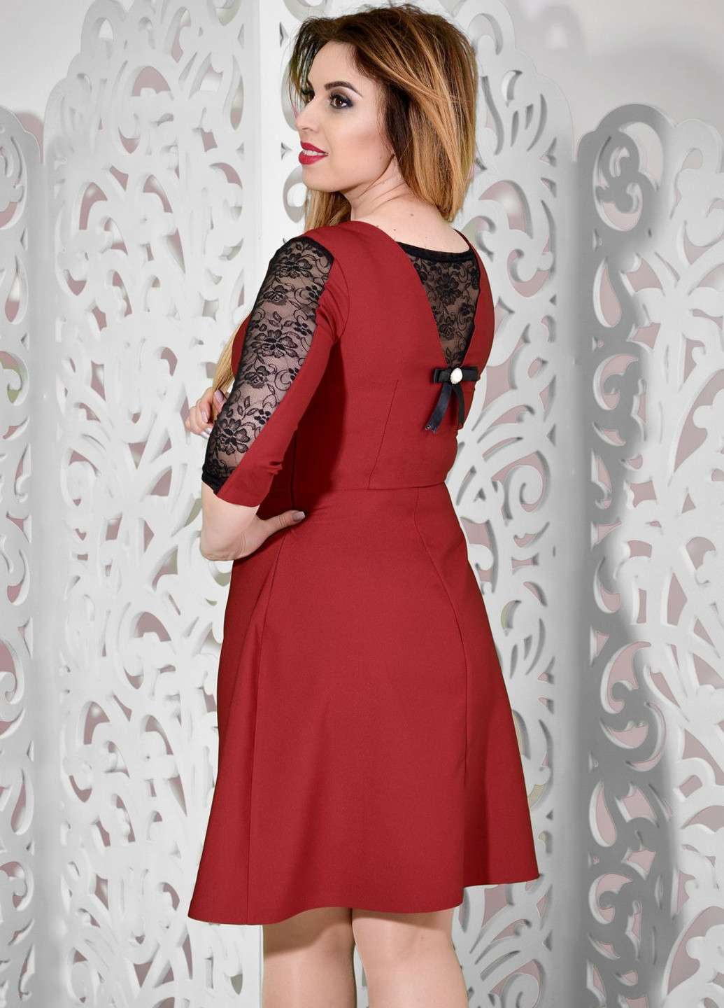 Красное сукні великіх розмірів сукня великого розміру (ут000043391) Lemanta