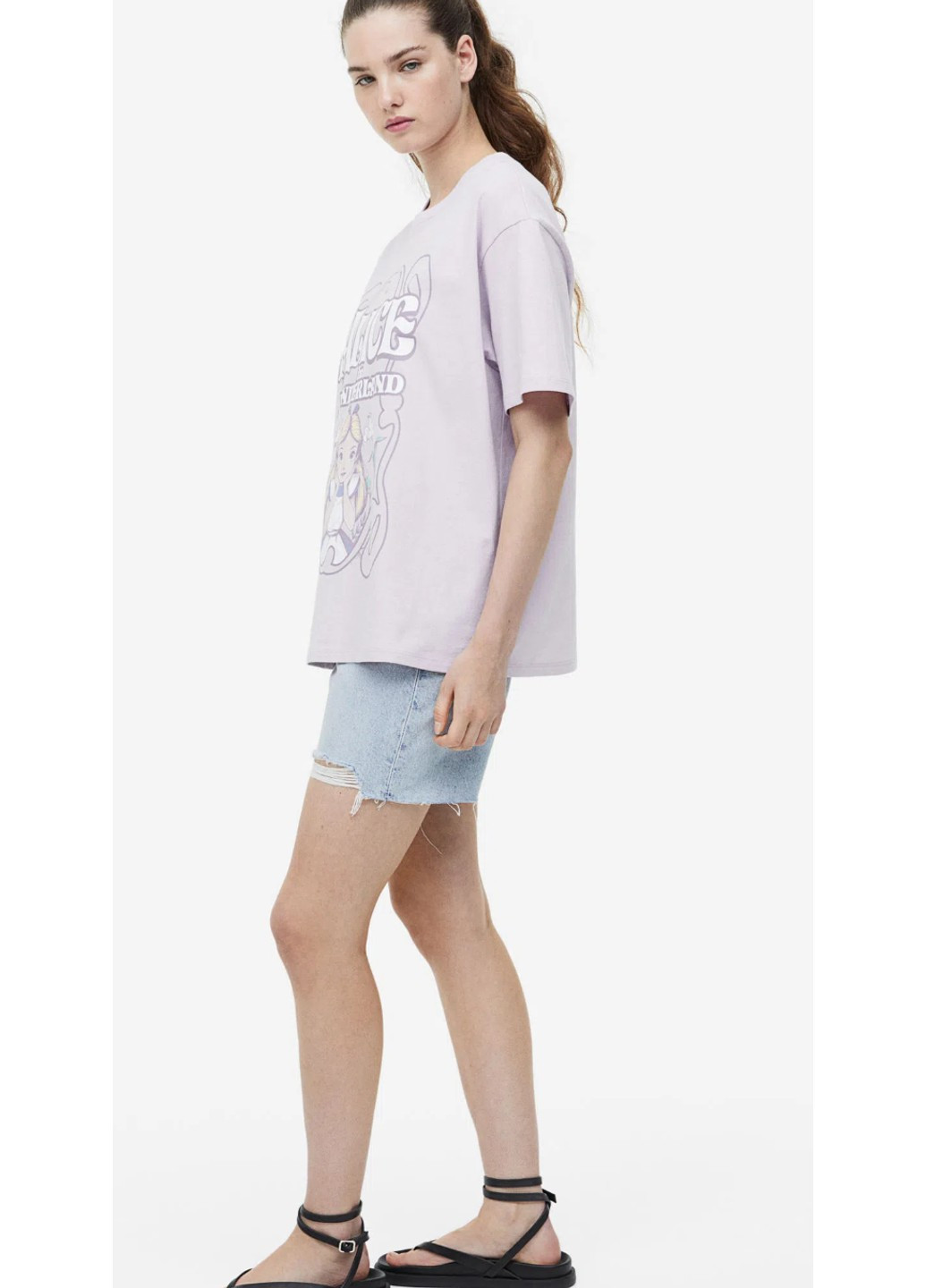 Лавандовая летняя женская футболка н&м (56008) xs лавандовая H&M