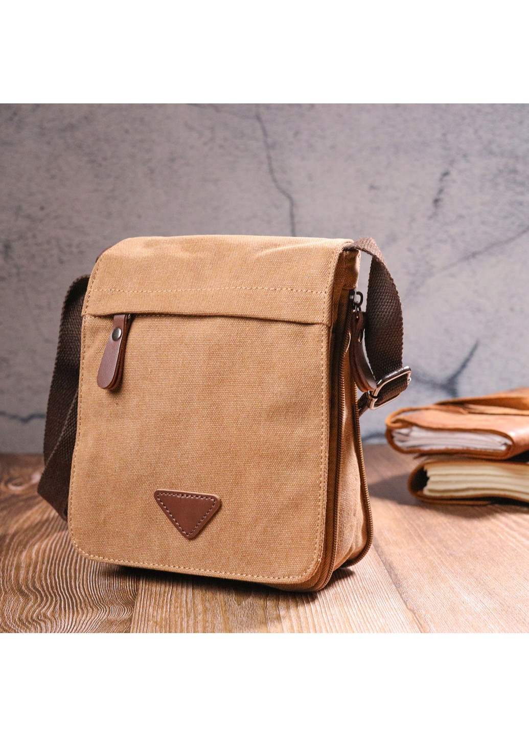 Функціональна чоловіча сумка з текстилю 21268 Коричнева Vintage (258286249)