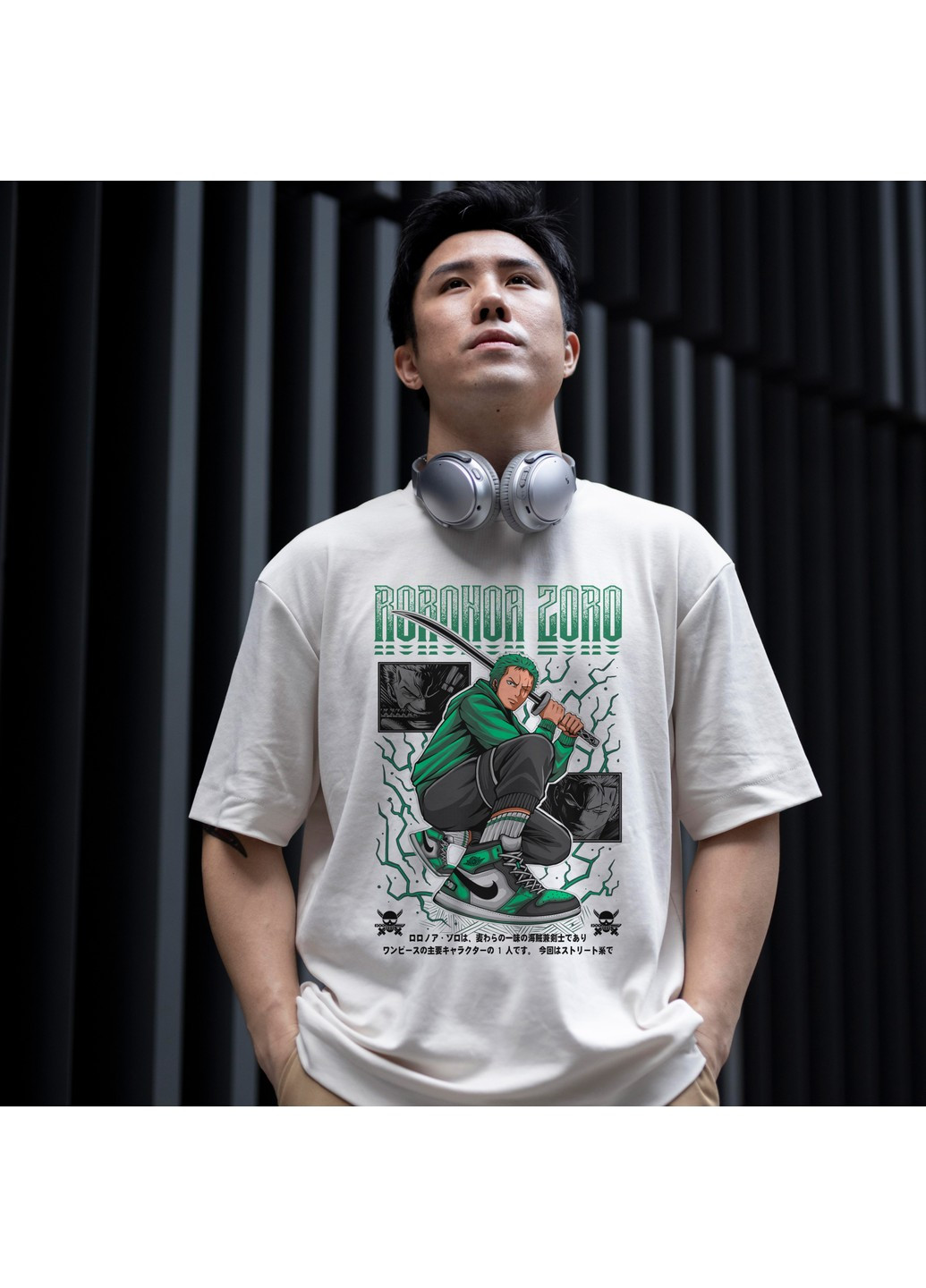 Белая футболка c принтом ван пис - зоро ророноа 2 we No Brand