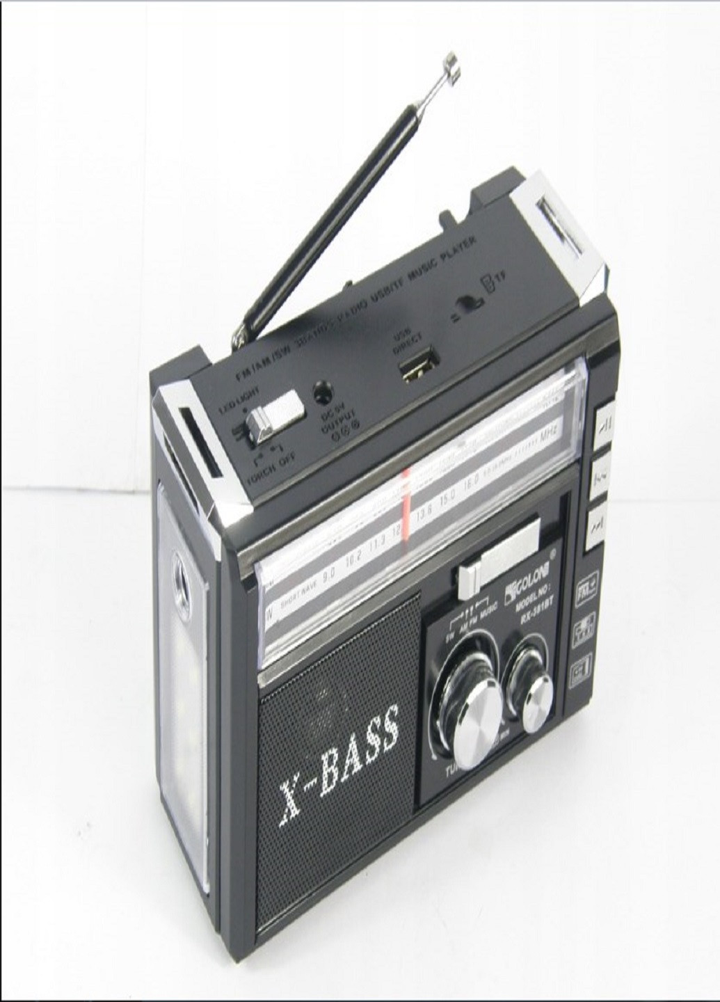 Портативный аккумуляторный радиоприёмник FM, USB, MicroSD RX-381 Черный Golon (258699406)