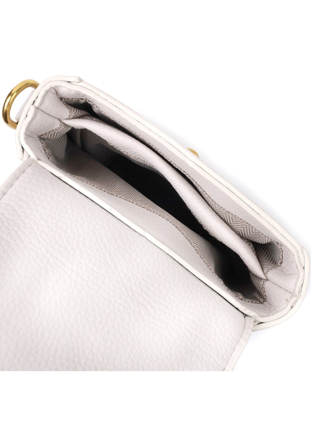 Шкіряна сумка вертикального формату з клапаном 22309 Біла Vintage (276457587)