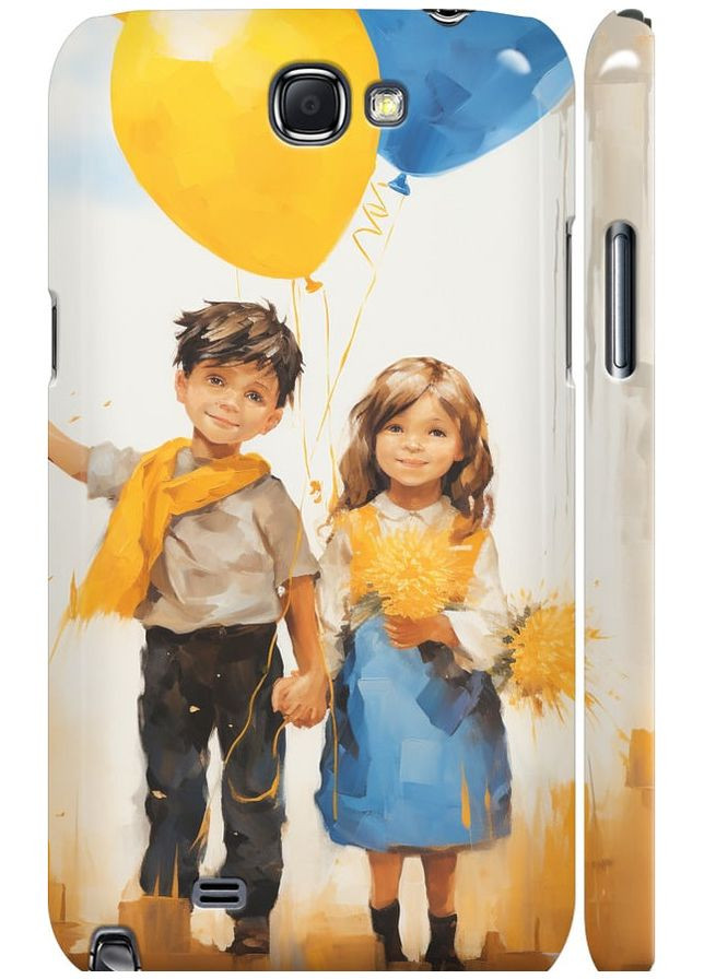 3D пластиковий матовий чохол 'Діти з кульками' для Endorphone Samsung Galaxy Note 2 N7100 (267236827)