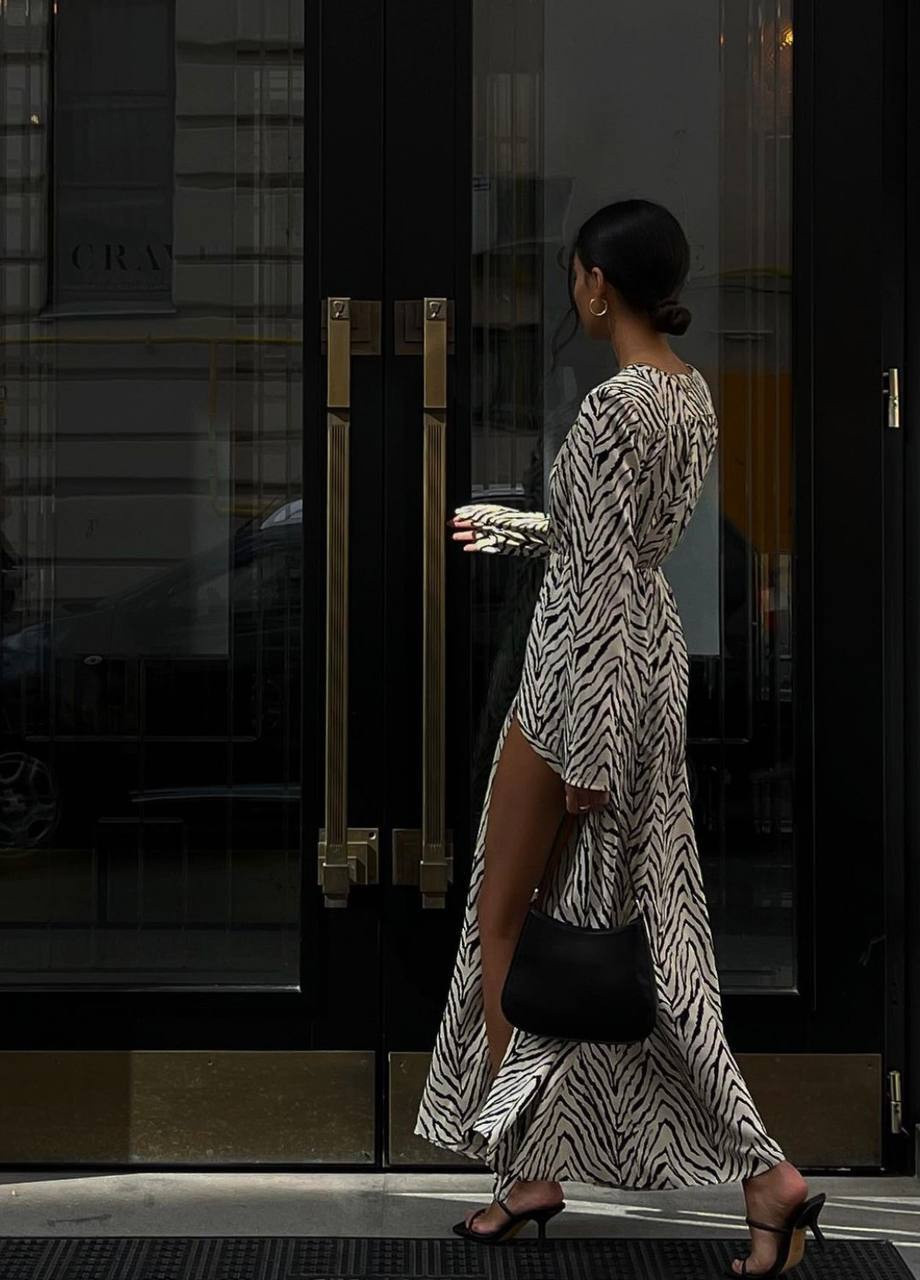 Чорно-білий жіноча сукня зебра No Brand