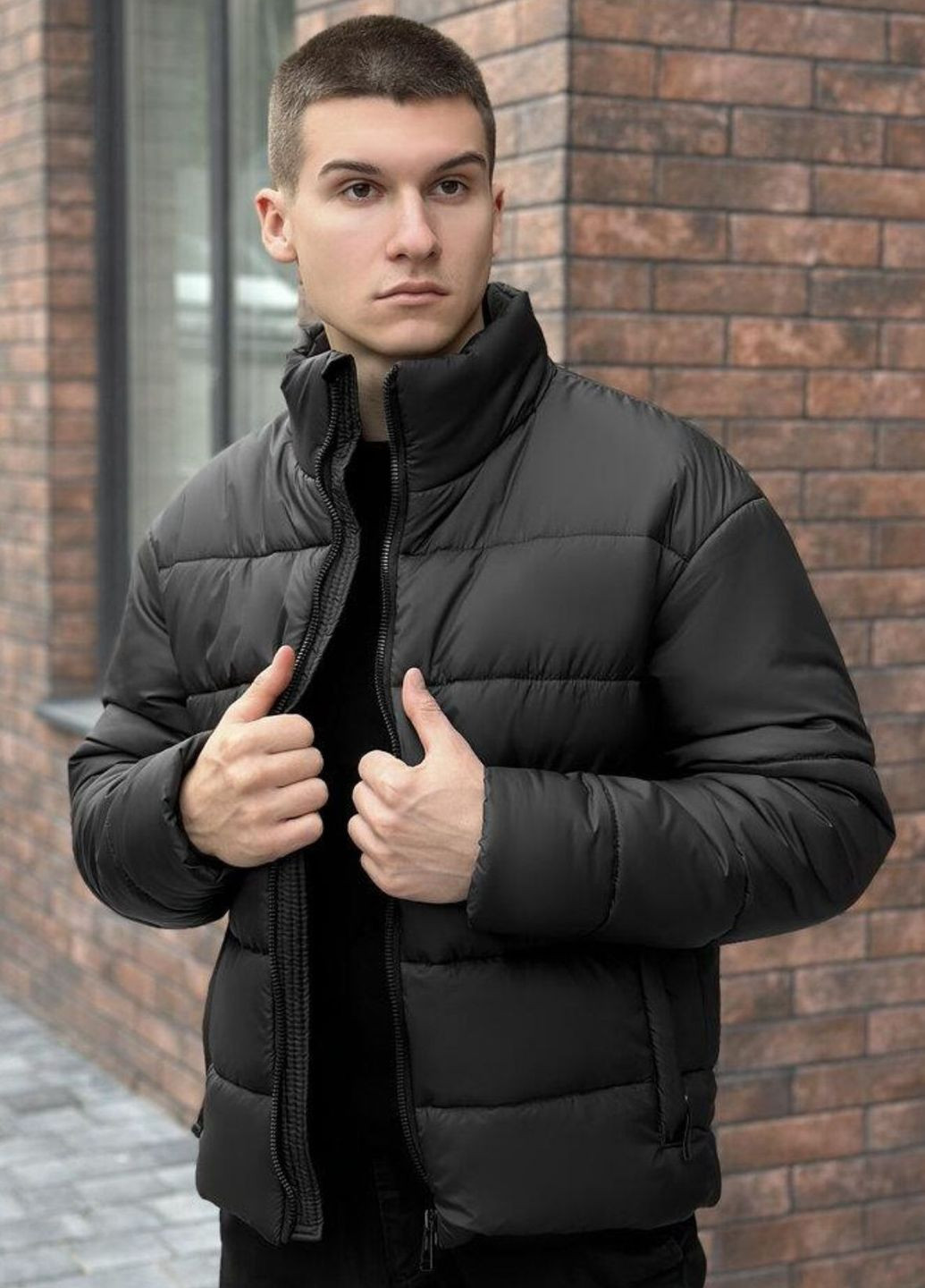 Черная зимняя зимняя куртка No Brand