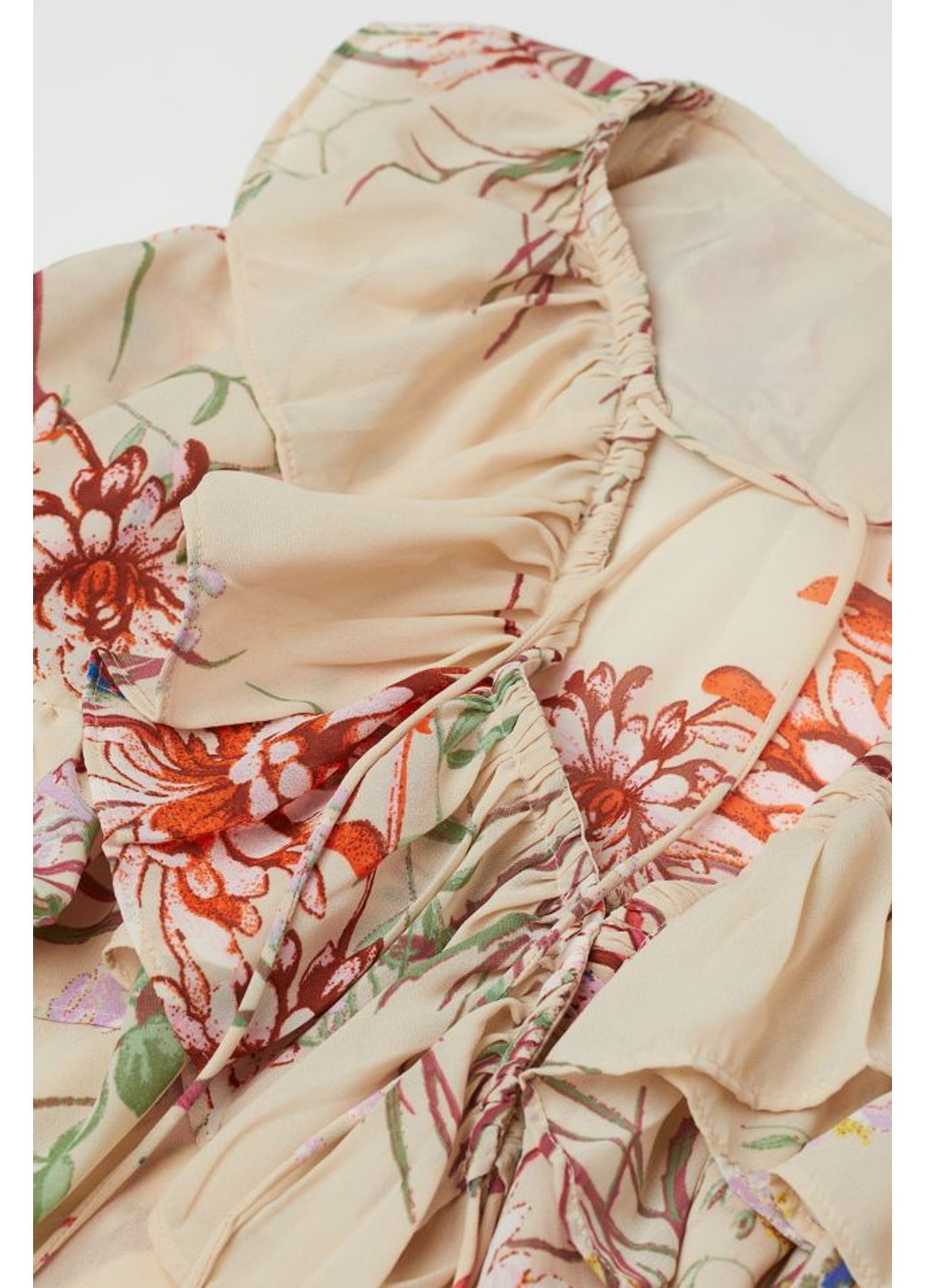 Жіноча блуза з воланами (10195) 34 Бежева H&M (258661788)