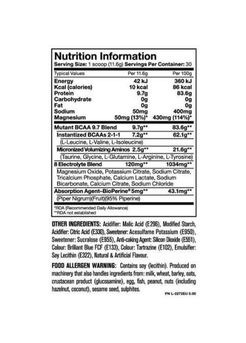 BCAA 9.7 348 g /28 servings/ Fuzzy Peach MUTANT (259734527)