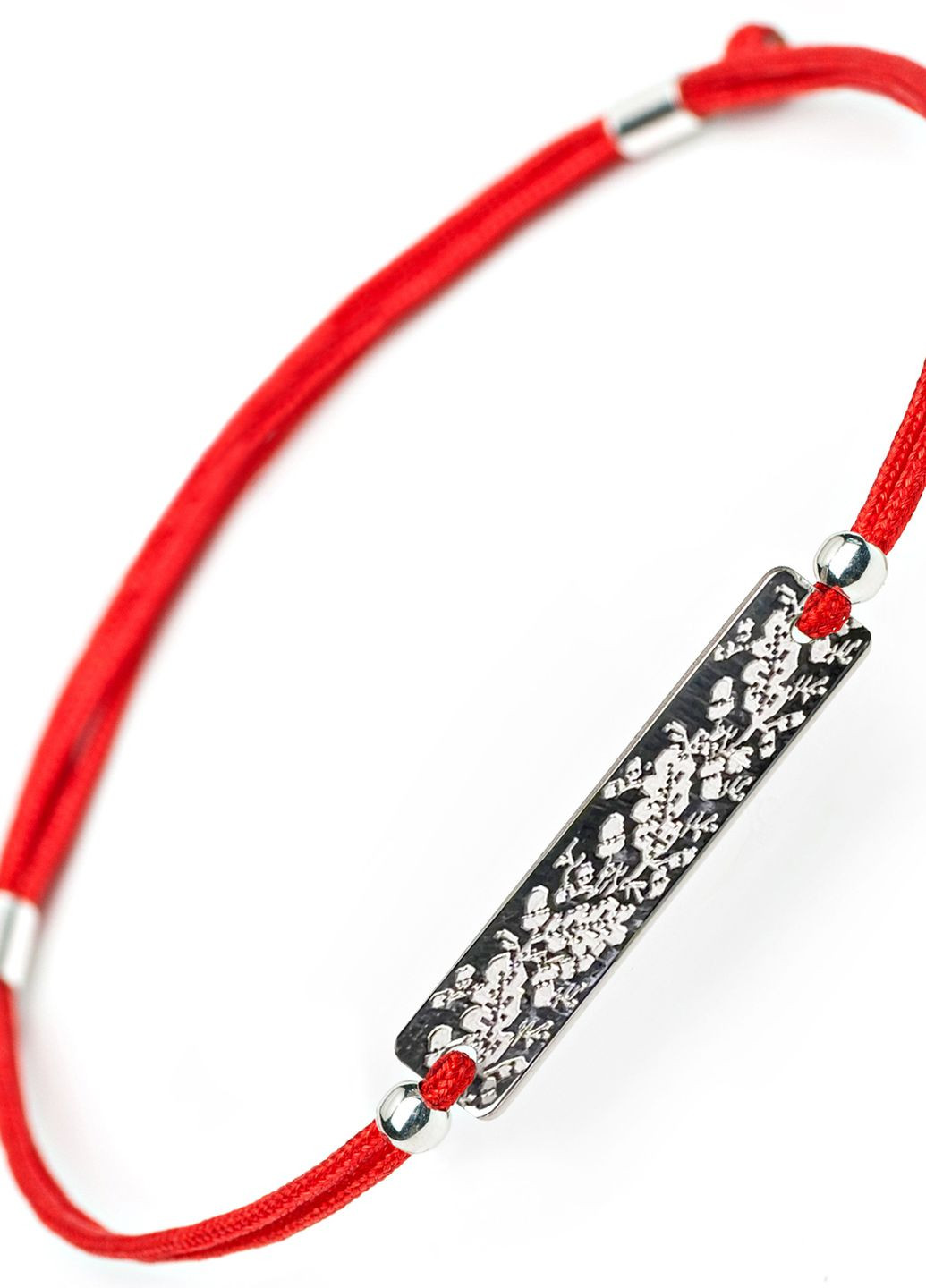 Срібний браслет Вишиванка Пластинка «Орнамент Рослинний Дуб» червоний регулюється родований Family Tree Jewelry Line (266038585)