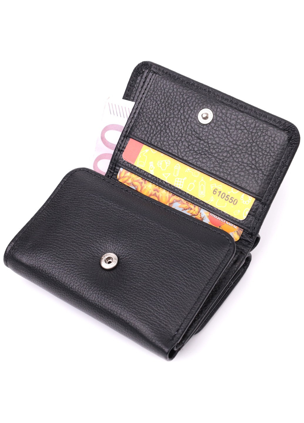 Шкіряний лаконічний гаманець для жінок 22506 Чорний st leather (277980421)
