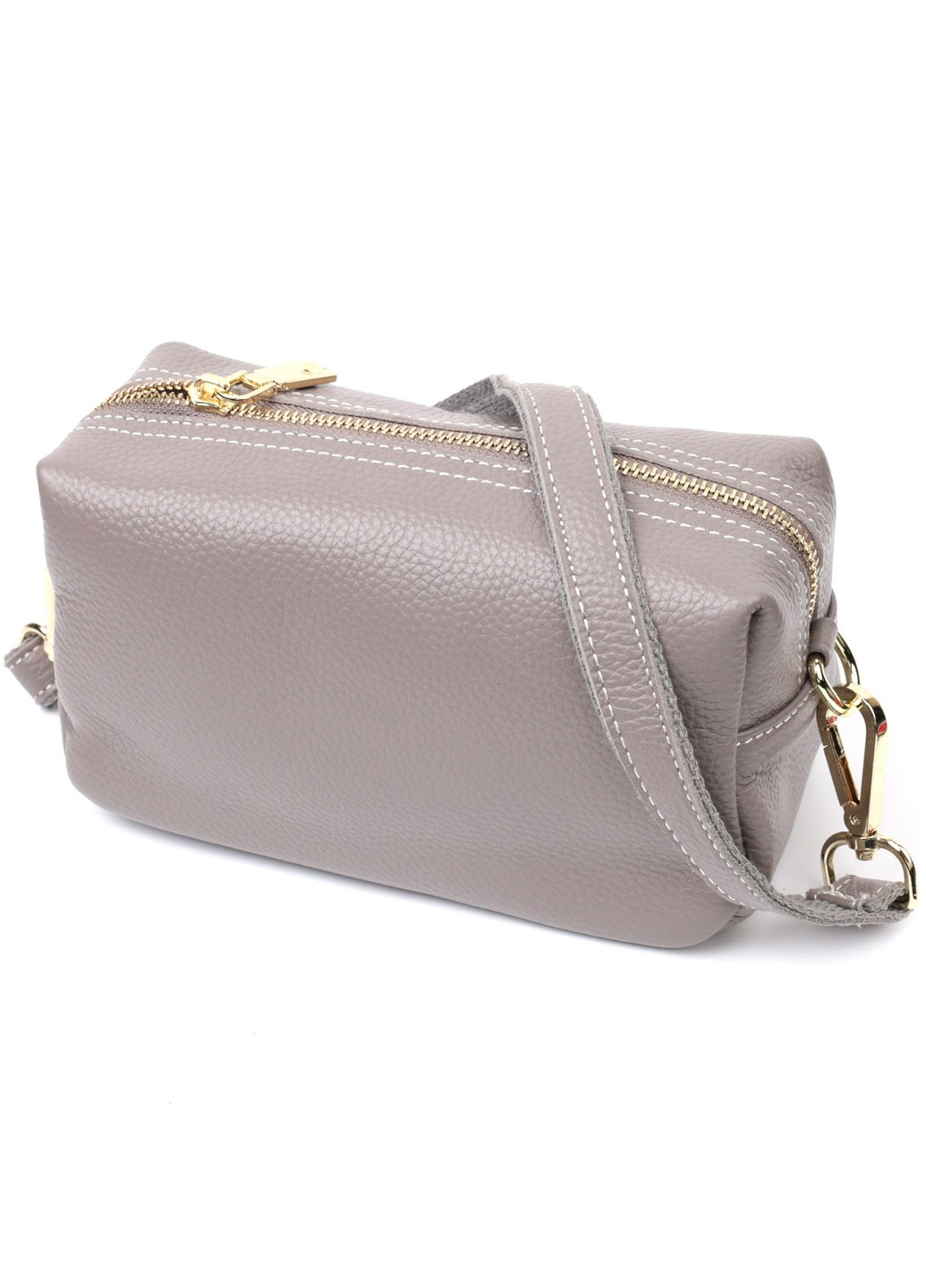 Жіноча цікава сумка з двома ременями з натуральної шкіри 22275 Сірий Vintage (276457588)