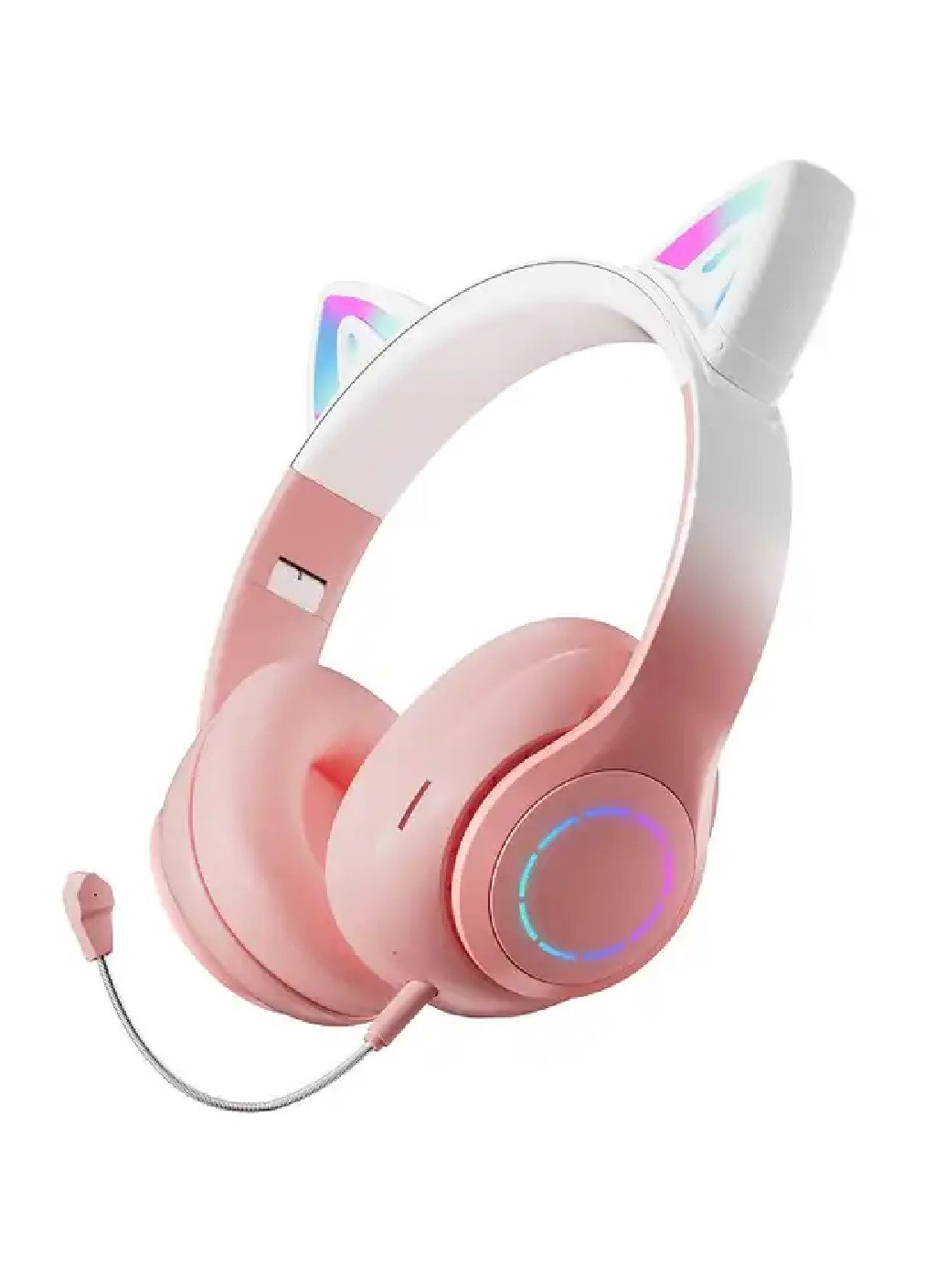 Беспроводные блютуз наушники с ушками подсветкой микрофоном MP3 плеером раскладные (475933-Prob) Розовые Unbranded (275068594)
