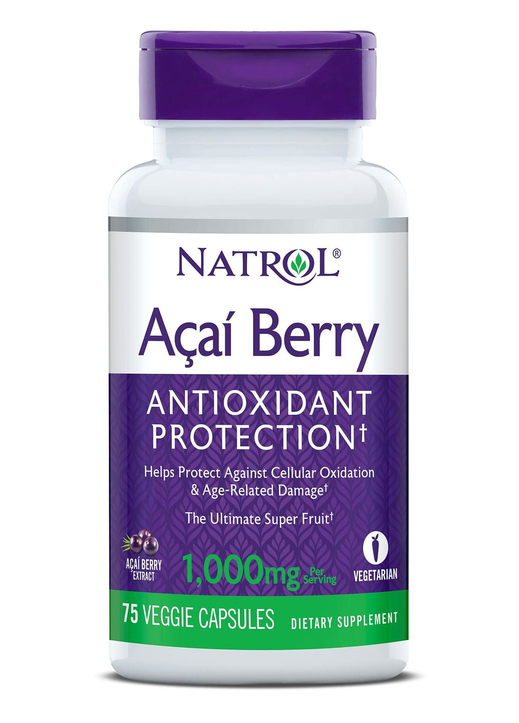 Экстракт ягод асаи Acai Berry 1000 mg 75 Veggie Caps Natrol (277160970)