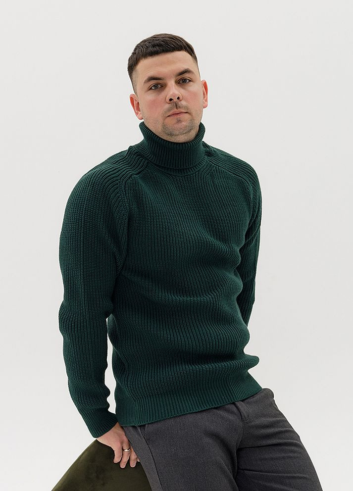 Зеленый зимний мужской свитер цвет зеленый цб-00232893 Figo