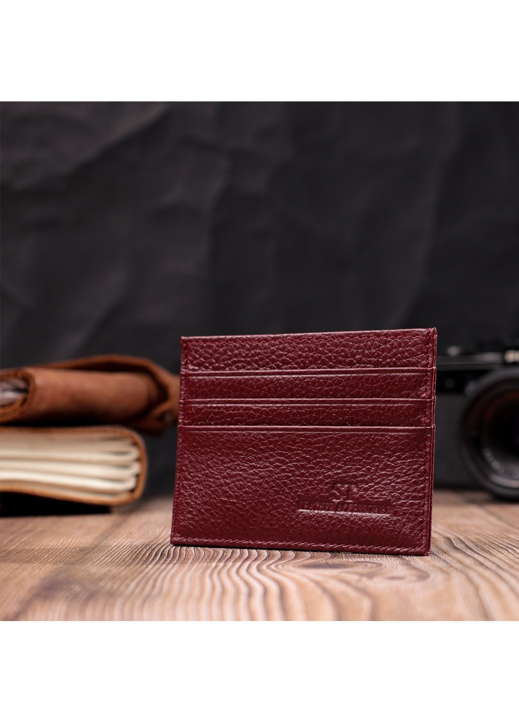 Практичний кард-кейс із натуральної шкіри 22446 Бордовий st leather (277980507)