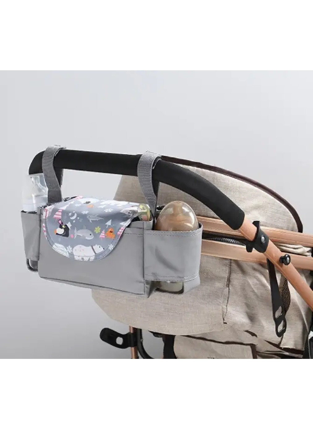 Органайзер сумка на ручку дитячого візка компактний універсальний портативний на липучках поліестер 12.5х22х8 см (475076-Prob) Unbranded (262083034)