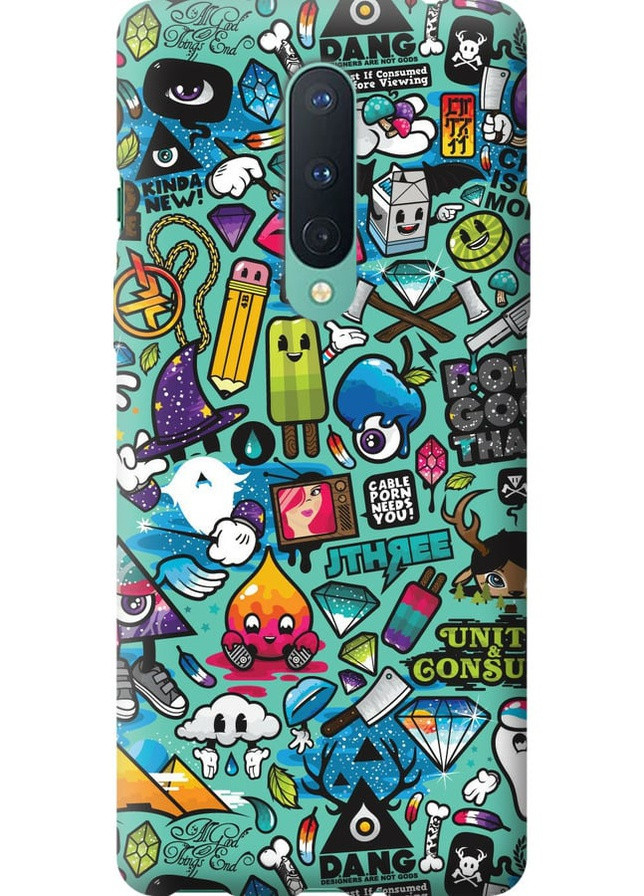 Силиконовый чехол 'Стикер бомбинг 1' для Endorphone OnePlus 8 (258090484)