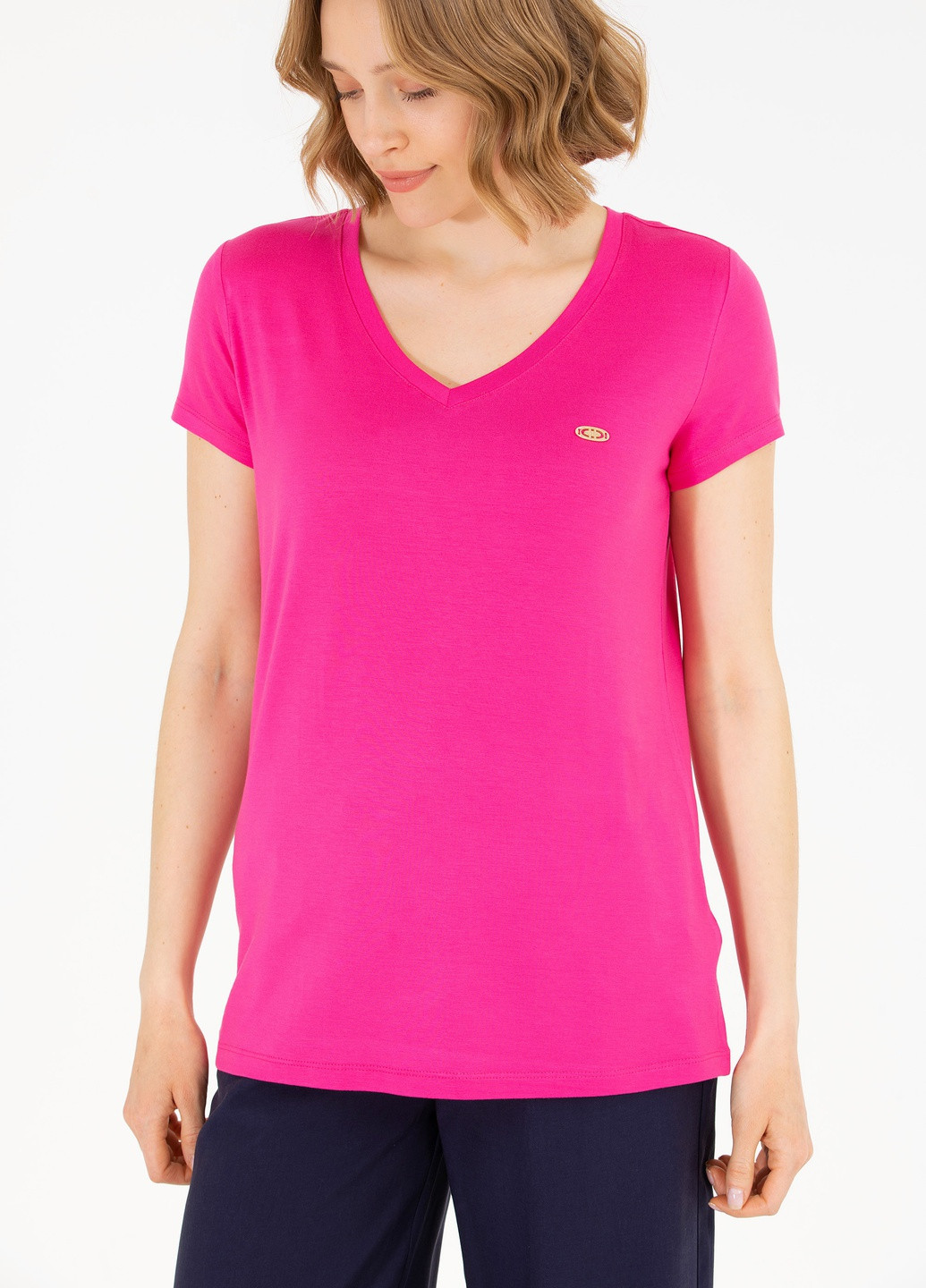 Кислотно-розовая футболка u.s.polo assn женская U.S. Polo Assn.