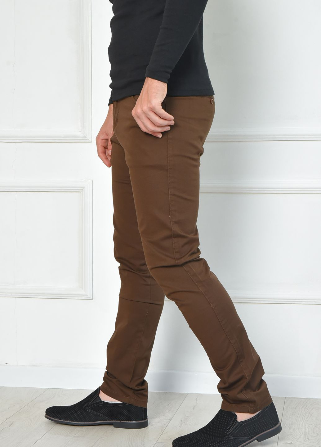 Темно-коричневые джинсовые демисезонные прямые брюки Let's Shop
