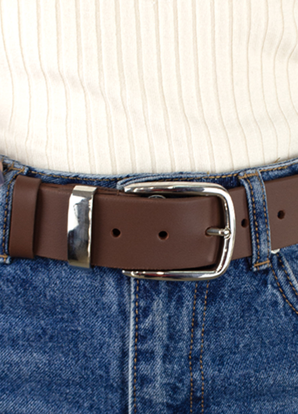 Ремінь жіночий шкіряний HC-4099 (125 см) коричневий під джинси HandyCover (268660157)