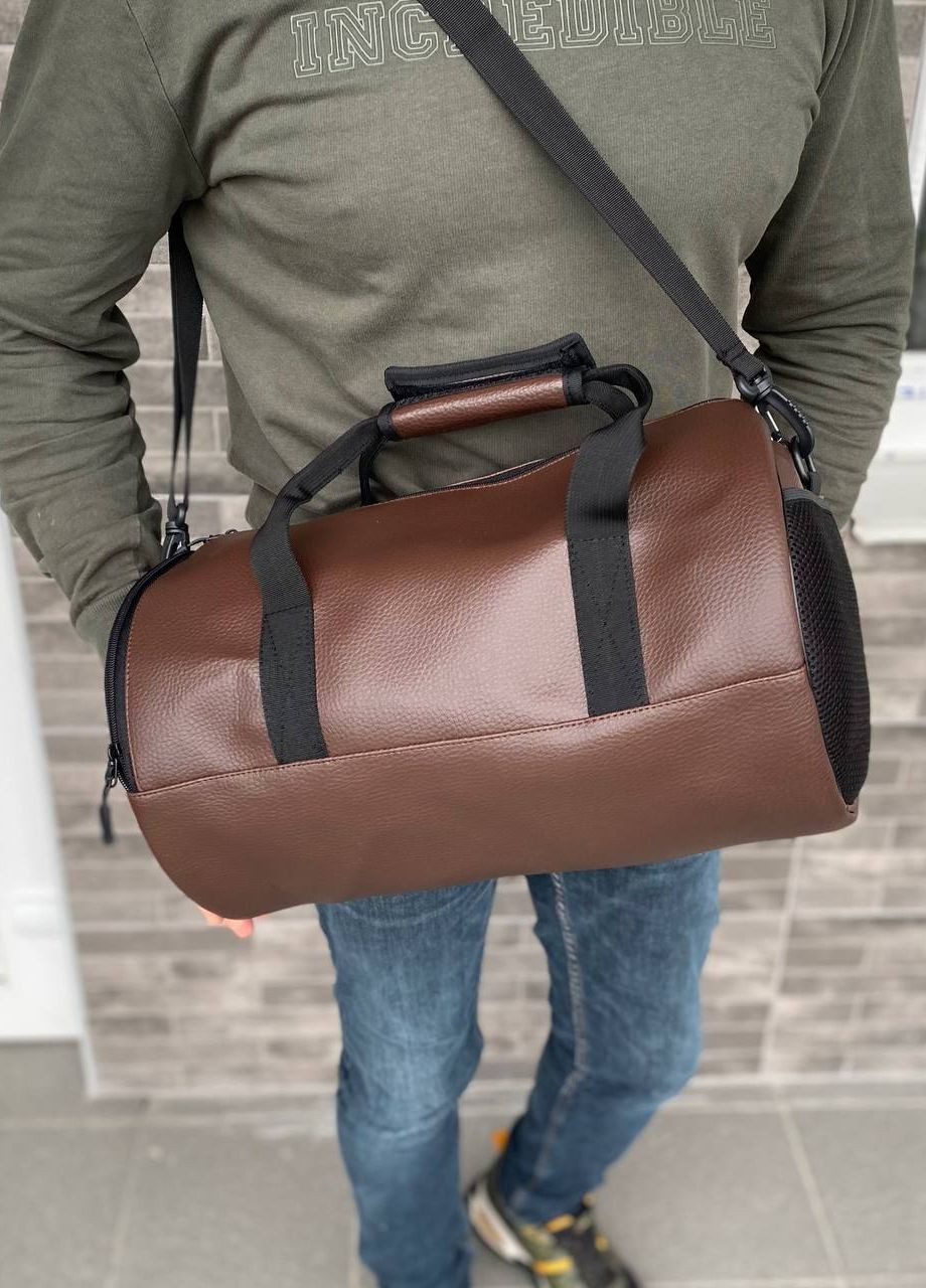 Спортивная универсальная круглая сумка бочка в коричневом цвете Barrel brown MW No Brand (265399753)