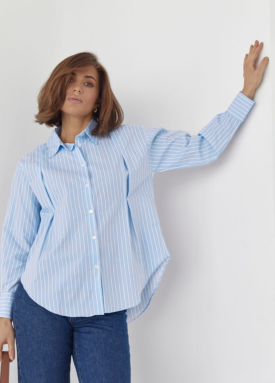 Жіноча сорочка з візерунком у вертикальну смужку - блакитний Lurex (277330219)