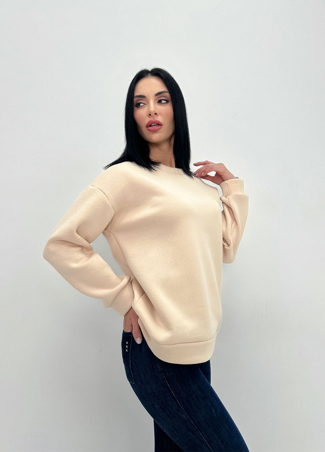 Бежевый женский теплый батник Fashion Girl (271985949)