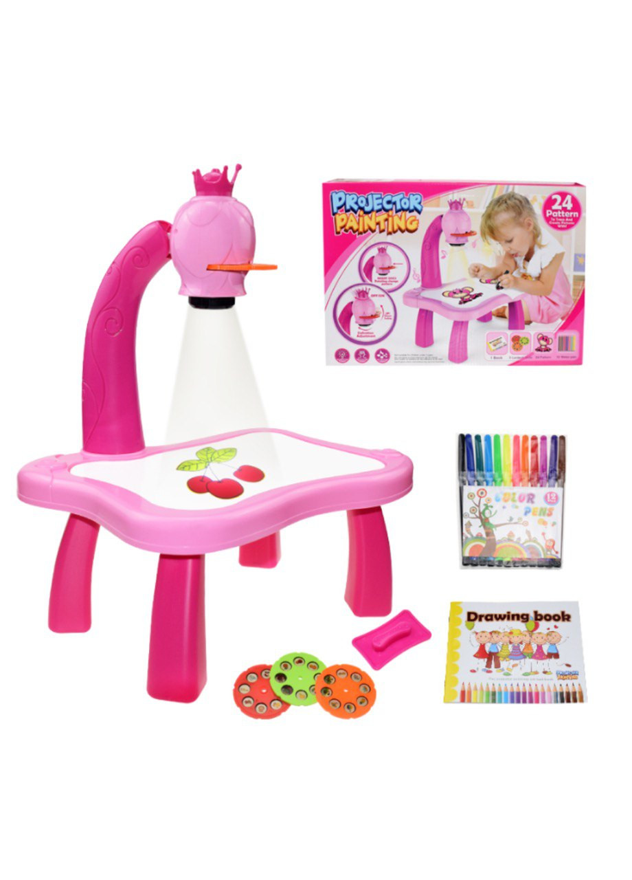 Стол для рисования со светодиодной подсветкой и проектором розовый No Brand (260495656)