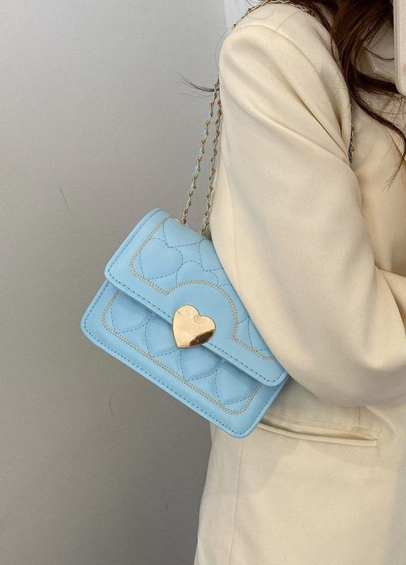 Жіноча класична сумка крос-боді на цепочці блакитна No Brand (273232531)