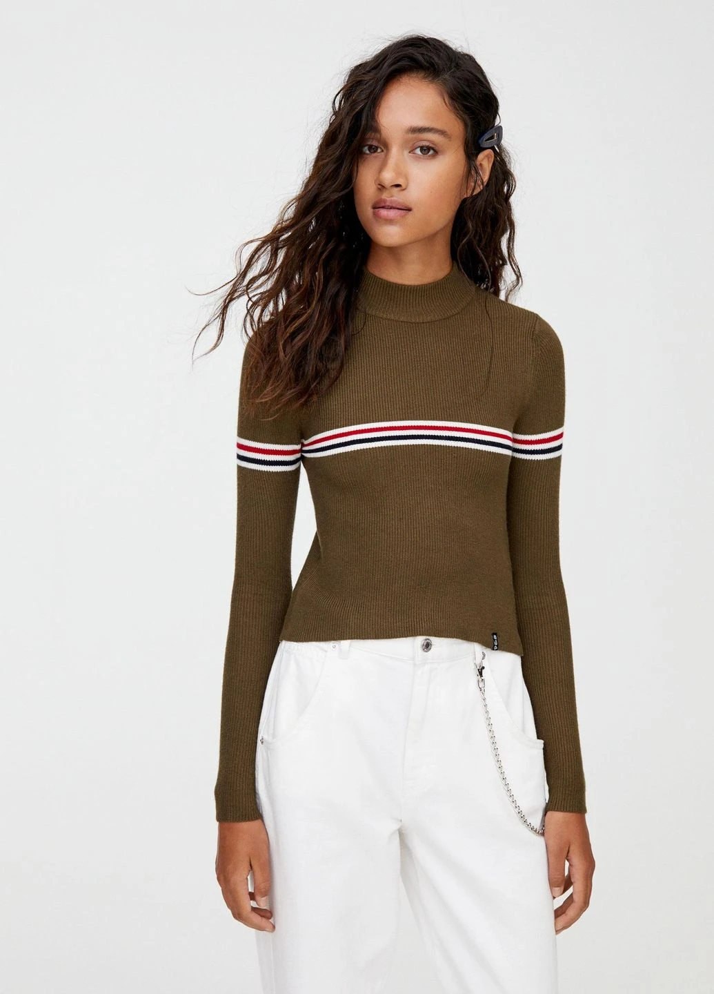 Гольф,хаки в полоску, Pull & Bear (268124386)