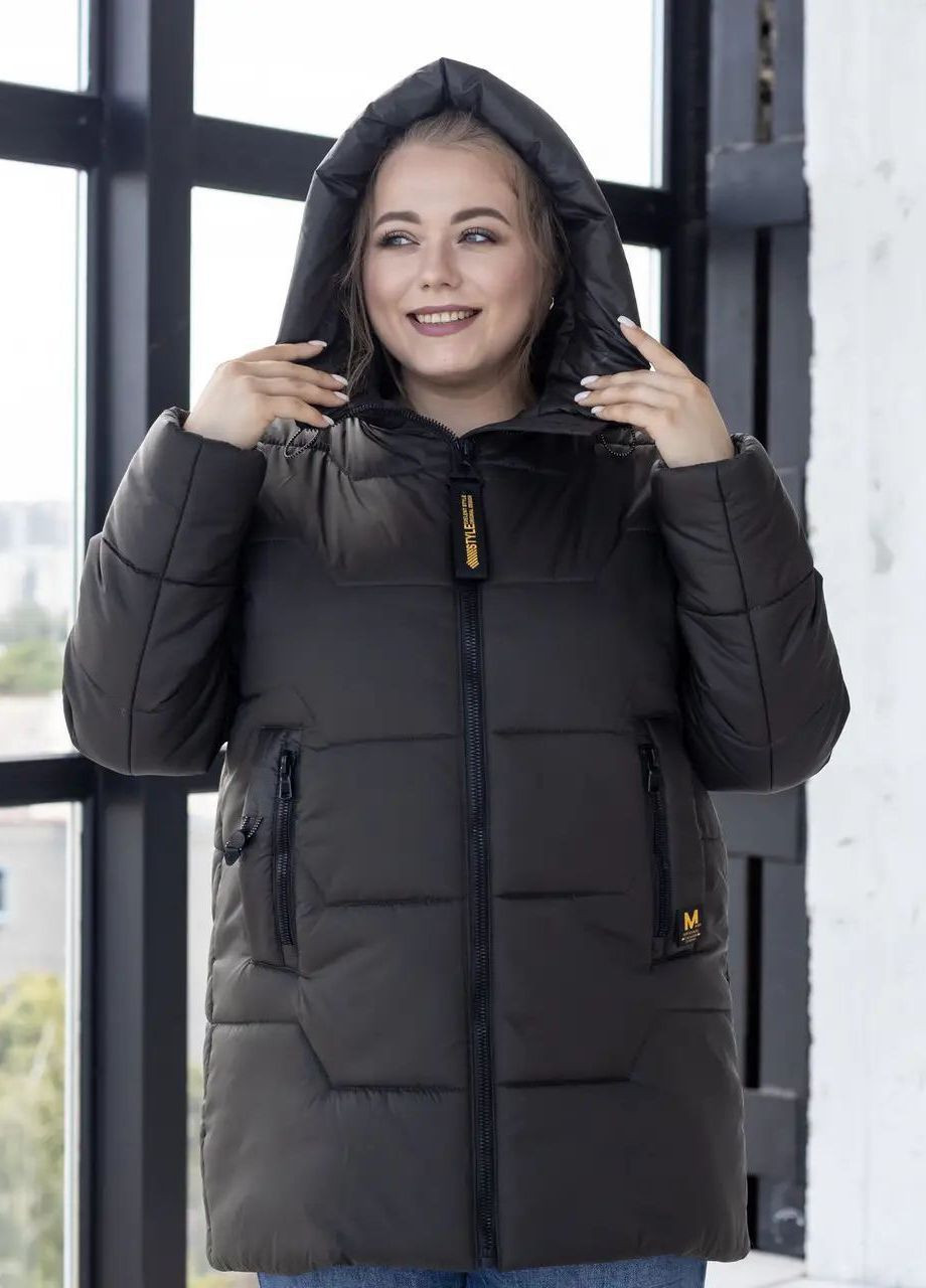 Оливкова (хакі) зимня жіноча зимова куртка великого розміру SK