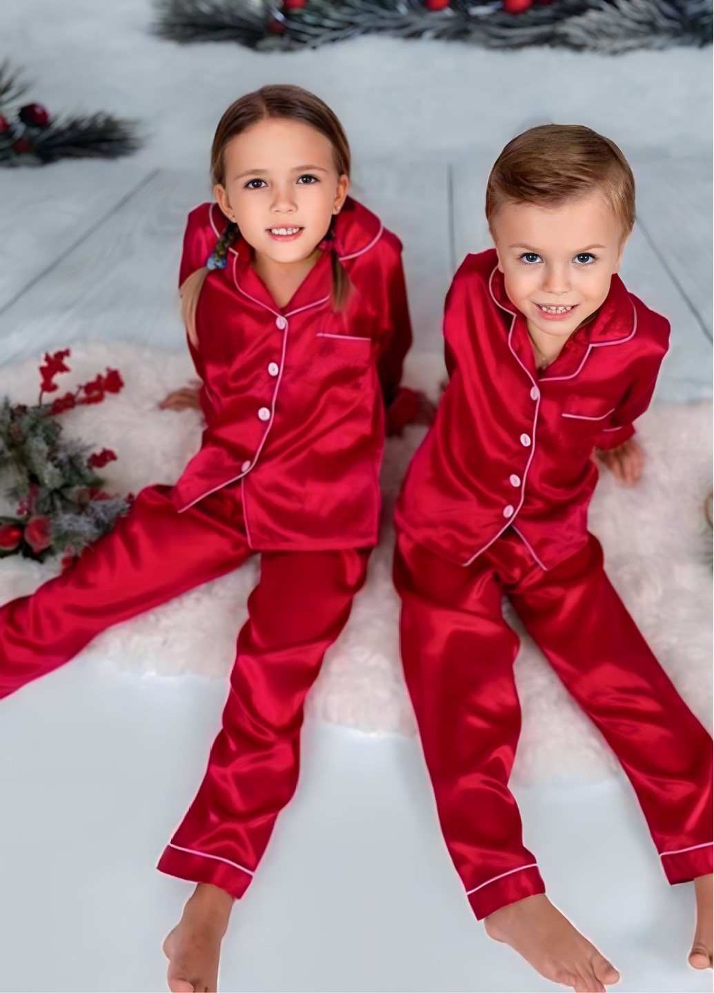 Красная всесезон пижама классика kids рубашка + брюки Lavlia