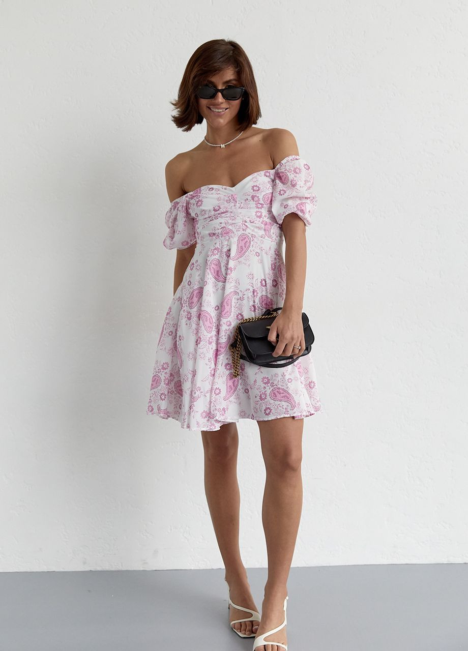Лавандова відвертий літня сукня міні з драпіруванням спереду - лавандовий Lurex