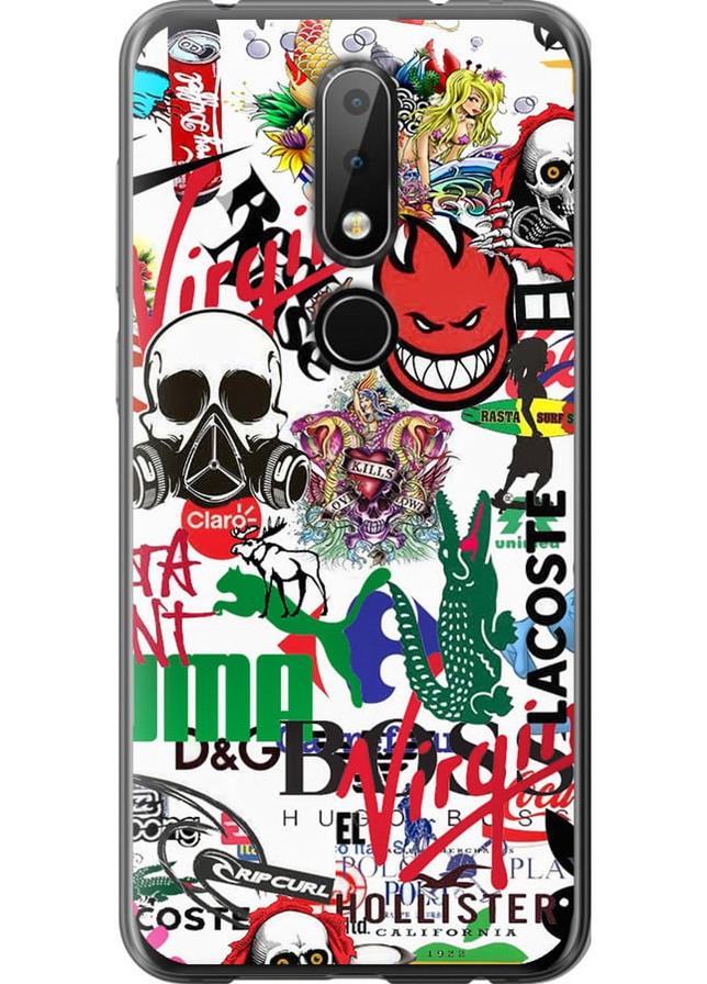 Силиконовый чехол 'Many different logos' для Endorphone Nokia 6.1 Plus (257799196)