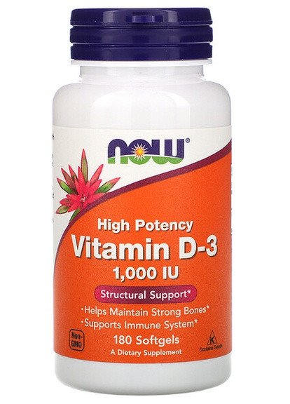 Вітамін D-3 Vitamin D-3 1000 IU 180 soft Now (257259097)