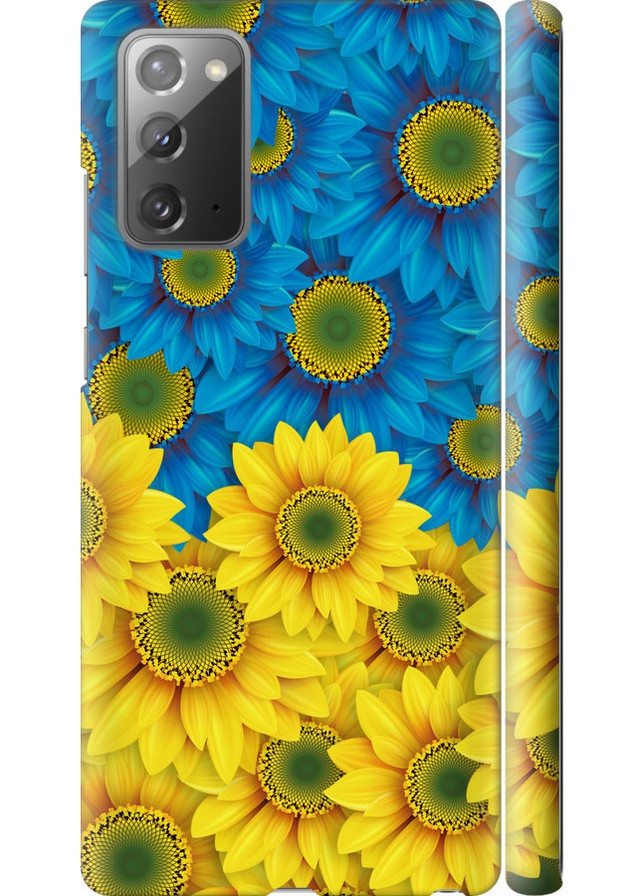 3D пластиковий матовий чохол 'Жовто-блакитні квіти ' для Endorphone Samsung Galaxy Note 20 (257879171)