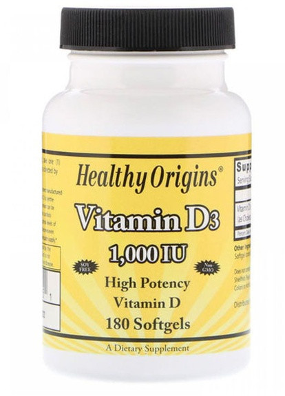 Vitamin D3 1000 IU 180 Softgels Healthy Origins (256723894)