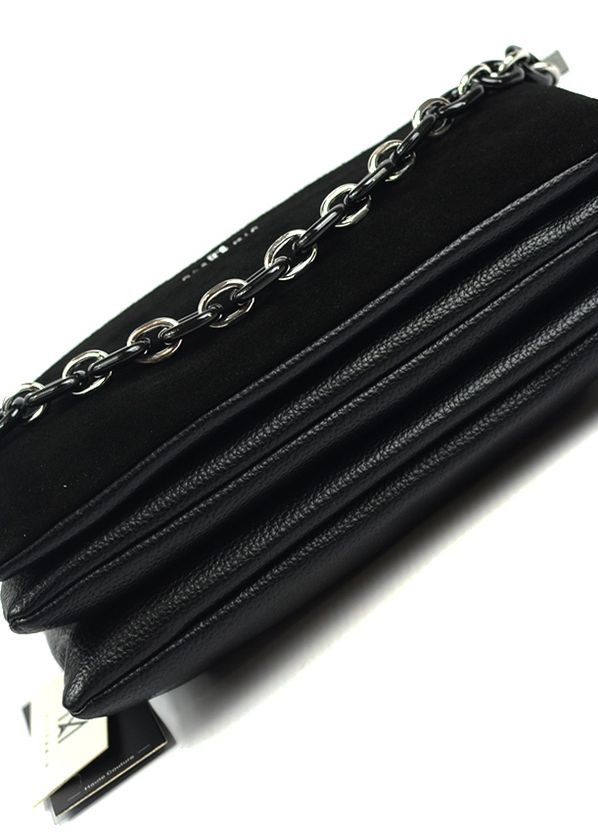 Замшева жіноча чорна сумка клатч на три відділення No Brand (275335127)