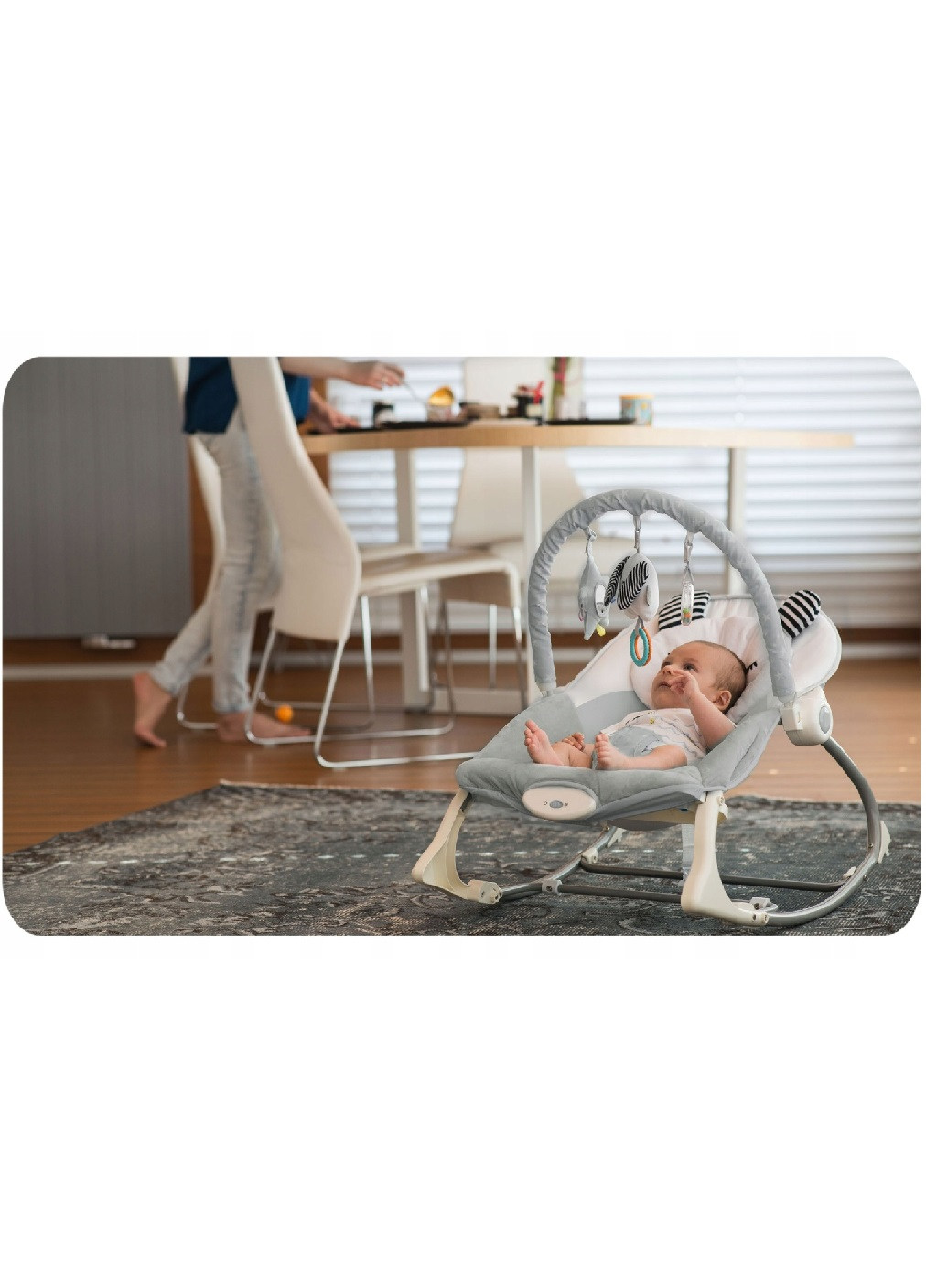 Детское кресло качалка качеля шезлонгмногофункциональное для детей малышей с вибрацией 62х48 см (475159-Prob) Серое Unbranded (262596930)