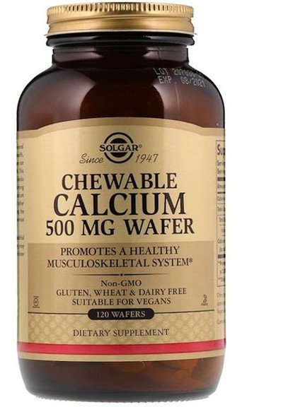 Chewable Calcium 500 mg 120 Wafers SOL-00410 Solgar (256720424)