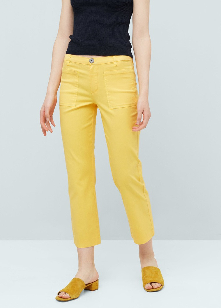 Желтые повседневный демисезонные брюки Mango