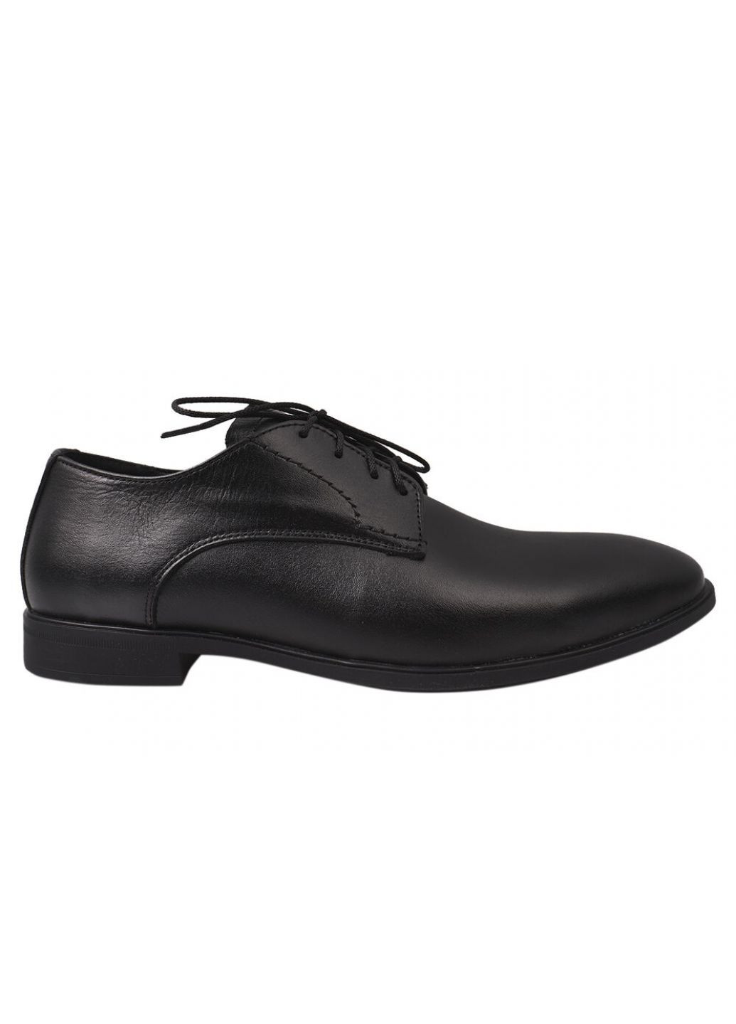 Черные туфли мужские из натуральной кожи, на низком ходу, на шнуровке, цвет черный, украина VAN KRISTI