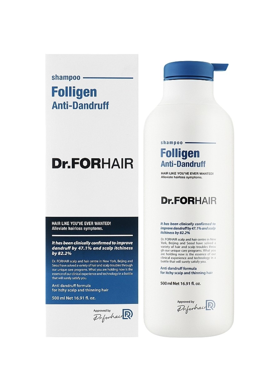 Шампунь проти лупи для ослабленого волосся Folligen Anti-Dandruff Shampoo 500 мл Dr.Forhair (268218787)