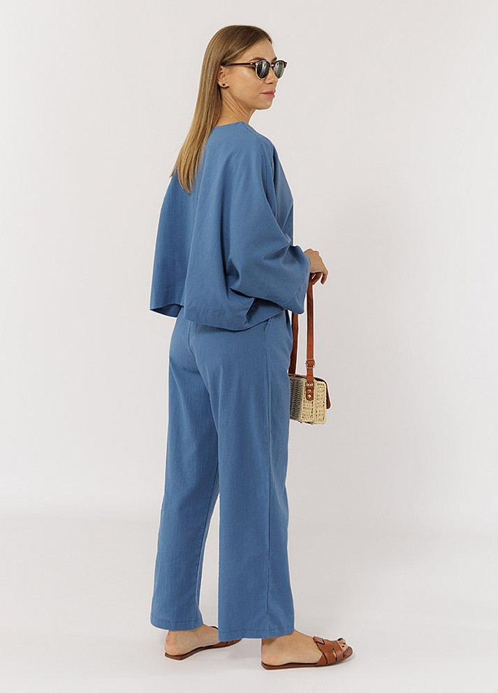 Жіночі широкі літні штани колір синій ЦБ-00219297 Yuki (259498542)